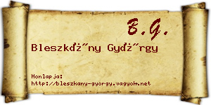 Bleszkány György névjegykártya
